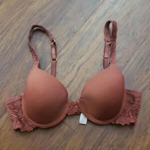 Wacoal Womens Rust Brown Floral Lace Bra Size 34B